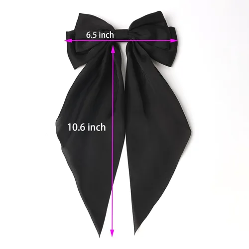 Miniatura 5 de Furling Pompoms Pinza para el Cabello Lazos para el Cabello, 2 piezas Lazos Grandes de Satén Beige/Negro para Mujeres y Niñas, Pasadores