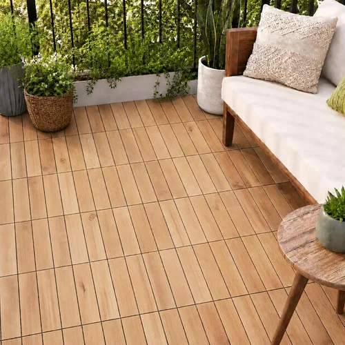 Miniatura 19 de Baldosas de madera de acacia para exteriores, baldosas de patio que se entrelazan. Moderno Gris Recto