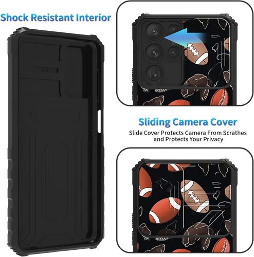 Miniatura 185 de Funda para Samsung Galaxy S22 Ultra 5G, Galaxy S22 Ultra con cubierta de cámara deslizante, funda resistente de doble capa con función atril Black