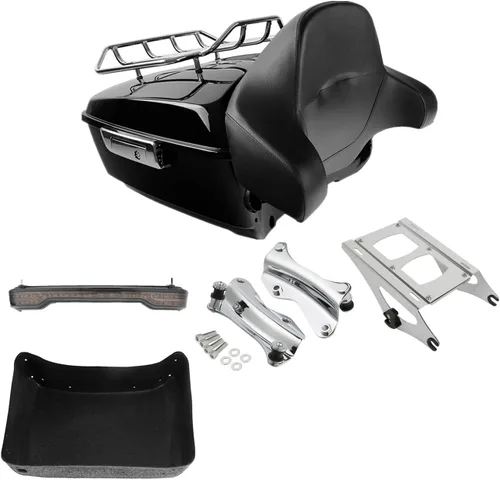 Miniatura 21 de TCMT Caja de maletero para motocicleta King con respaldo y portaequipajes, conjunto de luz trasera, para Harley Davidson 2014-2025 Touring CVO Road