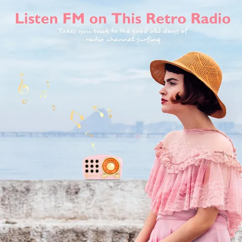 Miniatura 5 de Altavoz Bluetooth retro, radio FM Radio-Greadio vintage con estilo clásico antiguo, fuerte mejora de graves, volumen fuerte, conexión inalámbrica
