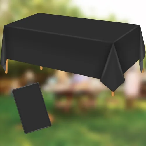Miniatura 3 de Hxezoc Mantel de plástico desechable negro, 54 x 108 pulgadas, impermeable, para bodas, fiestas de cumpleaños, baby shower, suministros de fiesta