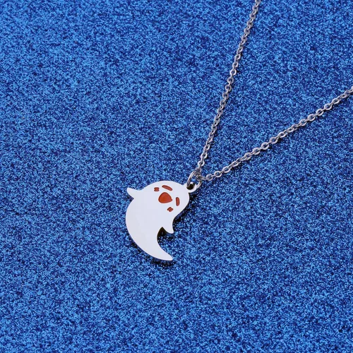 Miniatura 5 de WUSUANED Lindo collar de fantasma Hu Tao con forma de fantasma, joyería de Halloween, cosplay, regalos para los amantes del anime del juego, Acero