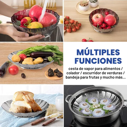 Miniatura 7 de Zocy Cesta de vapor, cestas de vapor de verduras de acero inoxidable para cocinar al vapor expandible para adaptarse a ollas de varios tamaños
