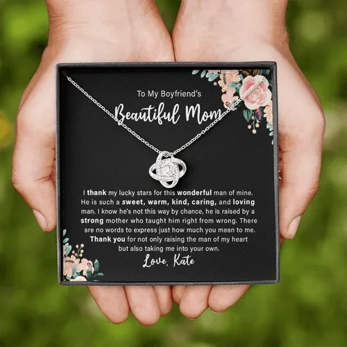 Miniatura 4 de Collar con texto en inglés "To My Boyfriend's Mom Thank You For Creating My Best Friend", collar de regalo para el día de la madre para cumpleaños