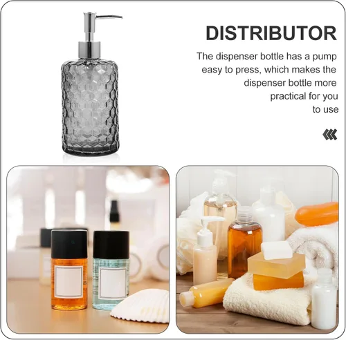 Miniatura 7 de VICASKY Glass Pump Bottle with Silver Cap Refillable Hand Soap Dispenser for Shampoo Lotion Body Wash Large Capacity Easy-Press Multi-Function
