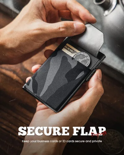 Miniatura 30 de DUGRAFT Tarjetero para tarjetas de crédito con bolsillo para dinero, minimalista, delgado, de aluminio, de metal, para hombres, con bloqueo RFID