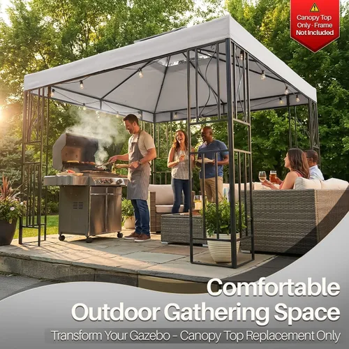 Miniatura 8 de Flexzion Cubierta de repuesto para toldo de 8 x 8 pies (7.9 ft x 7.9 ft), cubierta superior de doble nivel con protección UV30+, resistente a