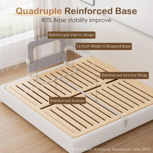 Miniatura 2 de Riel de cama para niños pequeños, riel de cama de 81 cm con base en forma de U más ancha, rieles de cama transpirables para camas King, Queen, Full