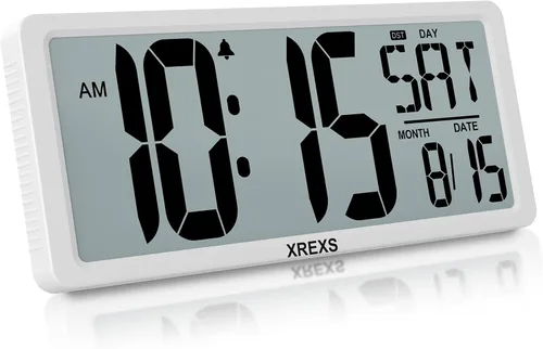 Miniatura 8 de XREXS Reloj de pared digital grande, funciona con pilas despertadores para decoración del hogar, temporizador de cuenta arriba y abajo, pantalla LCD