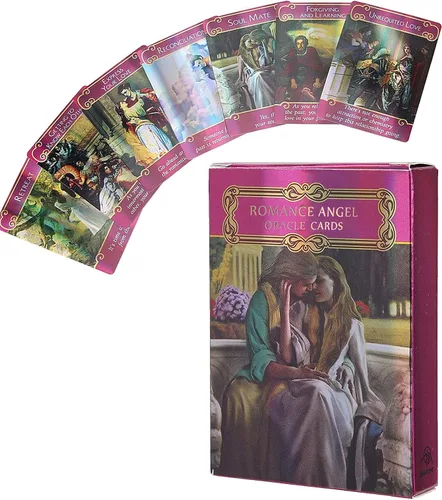 Miniatura 7 de Yitengteng Juego de cartas de tarot con holograma de ángel romántico, con bolsa, tarjetas Oracle para contar el futuro con efecto flash, tarjeta