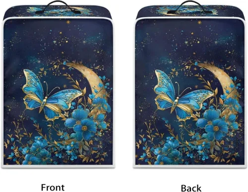 Miniatura 2 de DISNIMO Cubierta antipolvo para cafetera de mariposa azul, fundas para máquina de hacer café de cocina con mango superior, cubierta