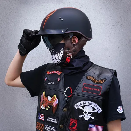 Miniatura 5 de VCOROS - Medio casco para motocicleta F07 de cara abierta, aprobado por DOT VCOROS Medio casco de motocicleta F07 de cara abierta aprobado por DOT
