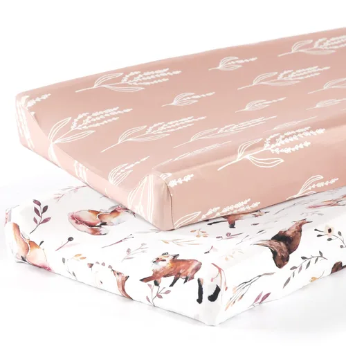 Miniatura 20 de GRSSDER Juego de fundas para cambiador ultra suaves de punto de jersey elástico, 2 paquetes, fundas para mesa de cambio que se ajustan a Savannah