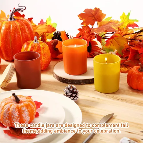 Miniatura 7 de Ziliny 16 tarros de vela de invierno para hacer velas vacías a granel, tarros de vidrio de 7 onzas con tapas de bambú, latas para almacenar