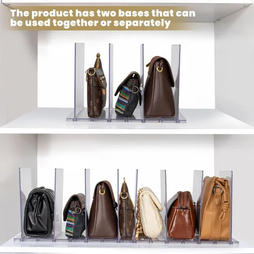 Miniatura 4 de Organizador de bolso para armario, organizador de bolsa de regalo ajustable de acrílico transparente, organizador de bolsa divisora de estantes