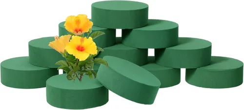 Miniatura 8 de Boao 24 piezas de espuma floral redonda, ladrillos de espuma floral húmeda, espuma de flores verdes, kit de arreglo floral para bodas, decoración