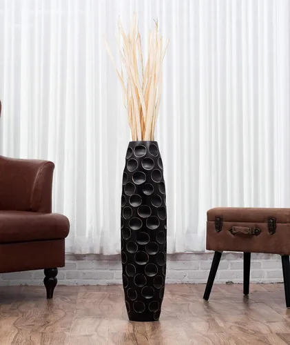 Miniatura 2 de Leewadee Jarrón grande negro para decoración del hogar, de madera, de 26 pulgadas de alto, decoración de granja, soporte para flores para plantas