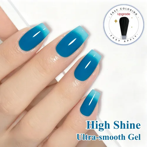 Miniatura 4 de YTD Likomey Esmalte de uñas de gel azul gelatina, 49.2 ft, translúcido transparente de pigmento fino, gel de uñas UV, manicura y pedicura