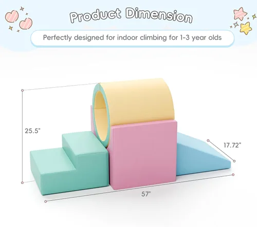 Miniatura 4 de TOLEAD Túnel/Escaleras de Espuma para Trepar, Juego de Actividad de Espuma para Trepar y Arrastrarse para Niños Pequeños y Niños, Equipo de Gimnasio