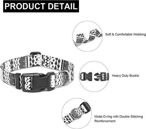 Miniatura 63 de Mercano Collar ajustable para perro, patrones de diseño especial, nailon suave, cómodo y resistente, collar para mascotas para perros pequeños