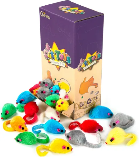 Miniatura 3 de CHIWAVA 36PCS 4.1 '' Peludo Gato Juguete Ratones Sonajero Pequeño Ratón Gatito Juego Interactivo Colores Surtidos