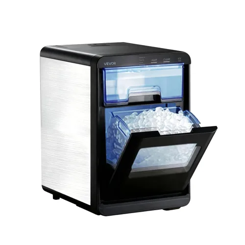 Miniatura 9 de VEVOR Máquina de hielo para encimera, 44 libras por día, máquina portátil autolimpiante con cuchara, máquina de hielo de pepita con hielo masticable