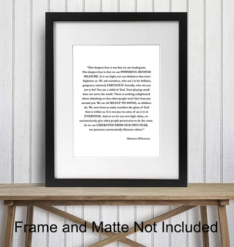 Miniatura 2 de Marianne Williamson Lámina de Arte de Pared con Cita del Miedo Más Profundo - Perfecta para Oficina y Decoración del Hogar - Es un Gran Regalo