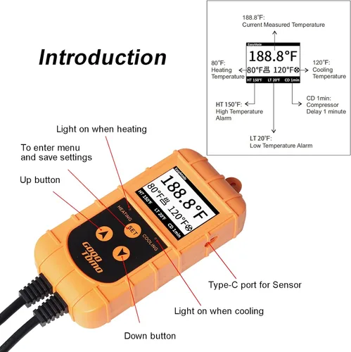 Miniatura 2 de GOQOTOMO Controlador de temperatura inteligente Termostato Modo de calefacción y refrigeración para fermentador casero Terrario de invernadero