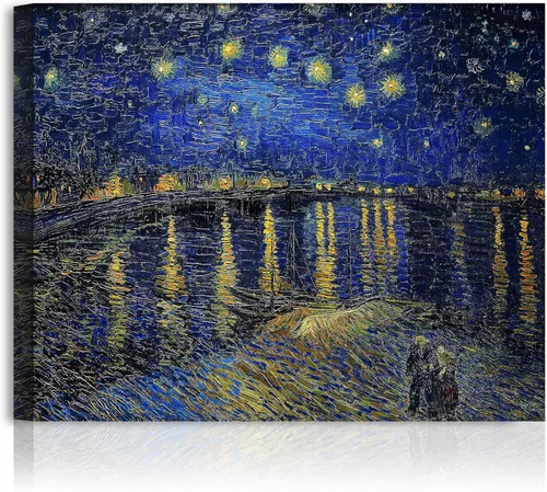 Miniatura 149 de A&T ARTWORK Noche estrellada sobre el Ródano de Vincent Van Gogh. Tamaño del marco: 36 x 30 pulgadas, tamaño de la imagen: 30 x 24 pulgadas