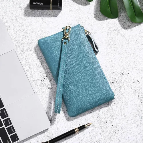 Miniatura 6 de Bolso de mano de piel delgada con bloqueo RFID para mujer