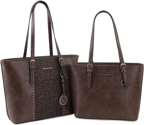 Montana West Bolsa de mano para mujer, juego de bolso grande y bolsos de mano, colección en relieve, juego de 2 piezas