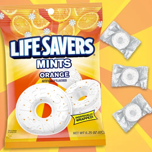 Miniatura 3 de LIFE SAVERS Mentas de Naranja, Envueltos Individualmente, Para Bocadillos, Compartir, Fiestas de Oficina y Almacenamiento en la Despensa, 6.25 oz