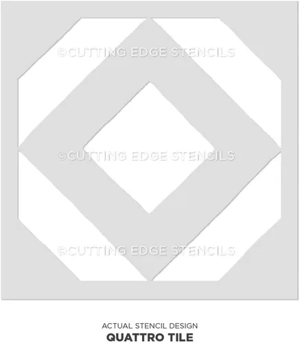 Miniatura 3 de Quattro - Plantilla de azulejos (pequeña de 6 x 6 pulgadas), plantillas geométricas de azulejos de cemento para pintar azulejos, plantillas