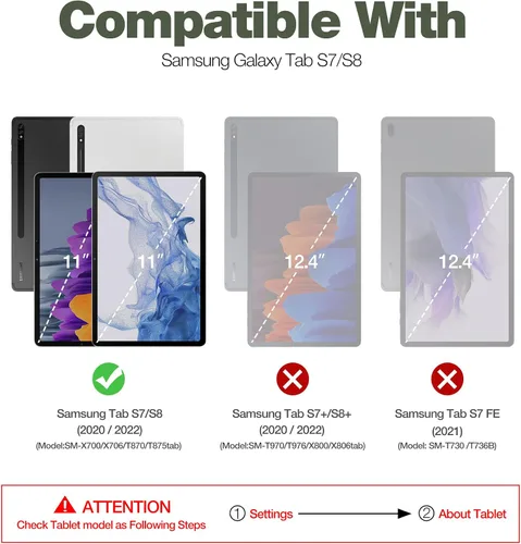 Miniatura 2 de Dexnor Funda para Galaxy Tab S8/S7 de 11 pulgadas, Protector de Pantalla Integrado y Soporte - Porta S Pen, Cubierta Protectora de Cuerpo Completo