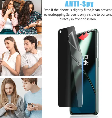Miniatura 2 de Paquete de 2 + 2 protectores de pantalla de privacidad para OnePlus 11 5G (no vidrio) (2 unidades) + protector de lente de cámara de vidrio templado