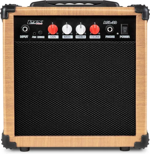 Miniatura 24 de LyxPro Amplificador de guitarra eléctrica de 20 W, altavoz incorporado, conector para auriculares y entrada auxiliar que incluye ganancia, graves
