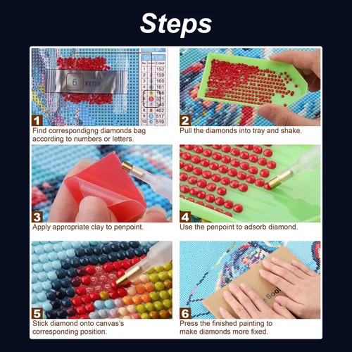 Miniatura 6 de Stalente Kits de pintura de diamantes para adultos, kits de arte de diamantes 5D para principiantes, pintura de diamante redonda para decoración