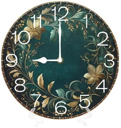 Miniatura 13 de Reloj de pared con estampado de leopardo y guepardo, reloj analógico de cuarzo silencioso sin tictac, reloj náutico retro de madera con números
