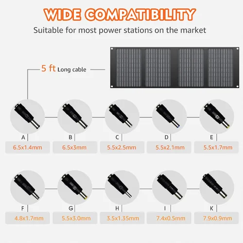 Miniatura 3 de Apowking Paneles solares portátiles 40W, cargador de panel solar plegable para estación de energía portátil de 100-300W, con patas ajustables