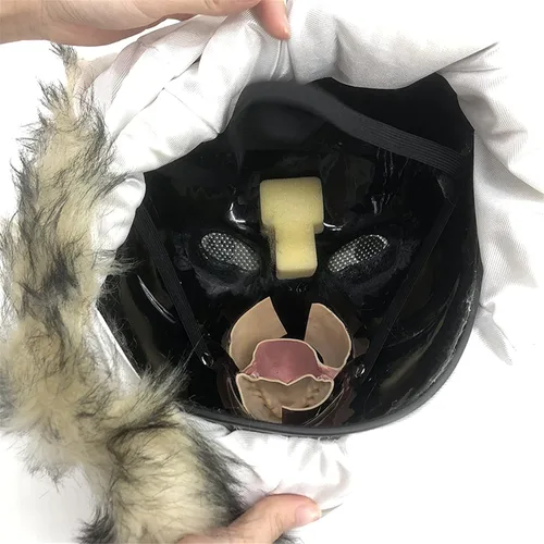 Miniatura 3 de HAO Máscara de terror realista de Halloween con mandíbula móvil, máscara de cabeza de lobo movible para fiesta de Halloween, disfraz de lobo