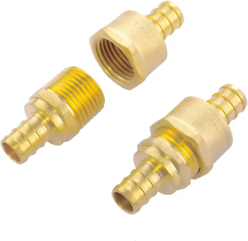 Miniatura 6 de Litorange Latón sin plomo 1/2" x 1/2" NPT paquete de 4 adaptadores PEX hembra y macho roscados para engarzado
