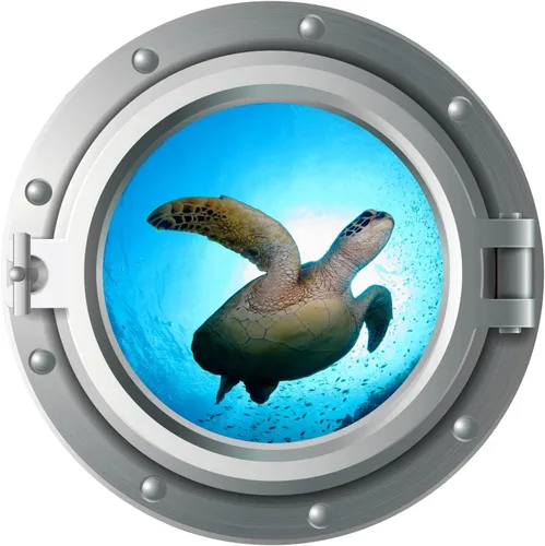 Miniatura 7 de Niwo ART - Calcomanía 3D de delfín A, ojo de buey marino bajo el agua, adhesivo de pared autoadhesivo para despegar y pegar (12 pulgadas)