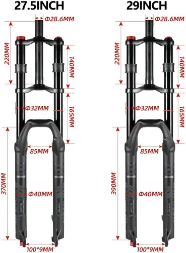 Miniatura 2 de DH - Horquilla de suspensión para bicicleta de montaña, 27.5/29 pulgadas, horquilla de viaje de 5.906 in, 1-1/8 recta, doble corona, horquilla