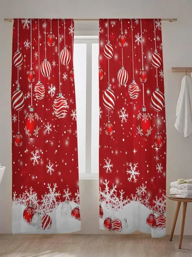 Miniatura 5 de Cortinas CosyBright Feliz Día de San Valentín, 63 Pulgadas de Largo, 2 Paneles, Gnomos, Cortina de Ventana Roja, Corazón de Amor, Árbol, Cortinas