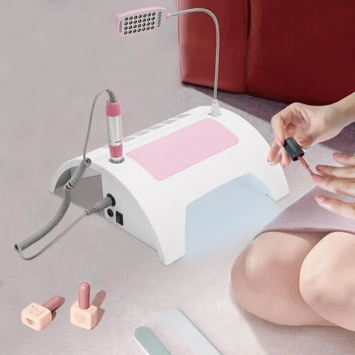 Miniatura 5 de Lámpara de uñas 5 en 1, colector de polvo de uñas con taladro de uñas y lámpara de escritorio LED, lámpara LED de uñas para esmalte de gel