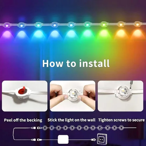 Miniatura 3 de Luces RGB Permanentes para Exteriores, Luces LED Inteligentes Impermeables para Aleros con Control de Aplicación/Remoto, Impermeables IP67 para DIY