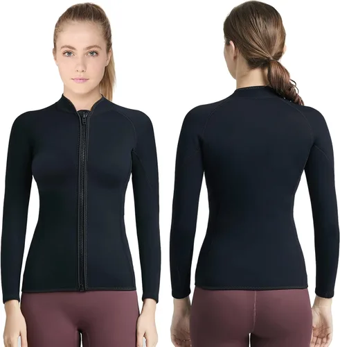 Miniatura 15 de Wetsuits Top Jacket Women Men 2mm Neoprene Long Sleeve Shirt Front Zipper Vest Wet Suit Keep Warm for Adult Youth Diving Surfing Swimming Water