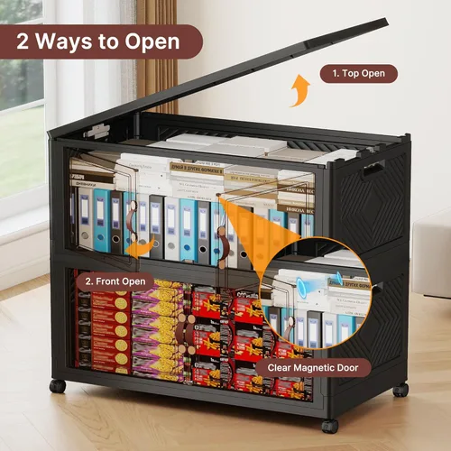 Miniatura 7 de 468QT - Contenedores de almacenamiento apilables extra grandes con tapas, ruedas y puerta, organizadores plegables de armario de 117 galones