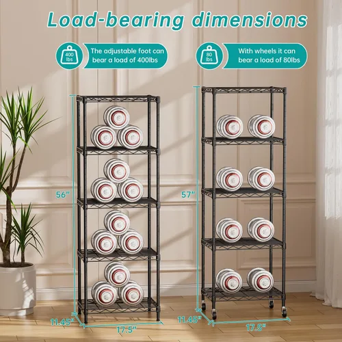 Miniatura 6 de SINGAYE Estantería de alambre para armario: unidad de metal ajustable para organización de lavandería, baño, cocina, almacenamiento en el hogar